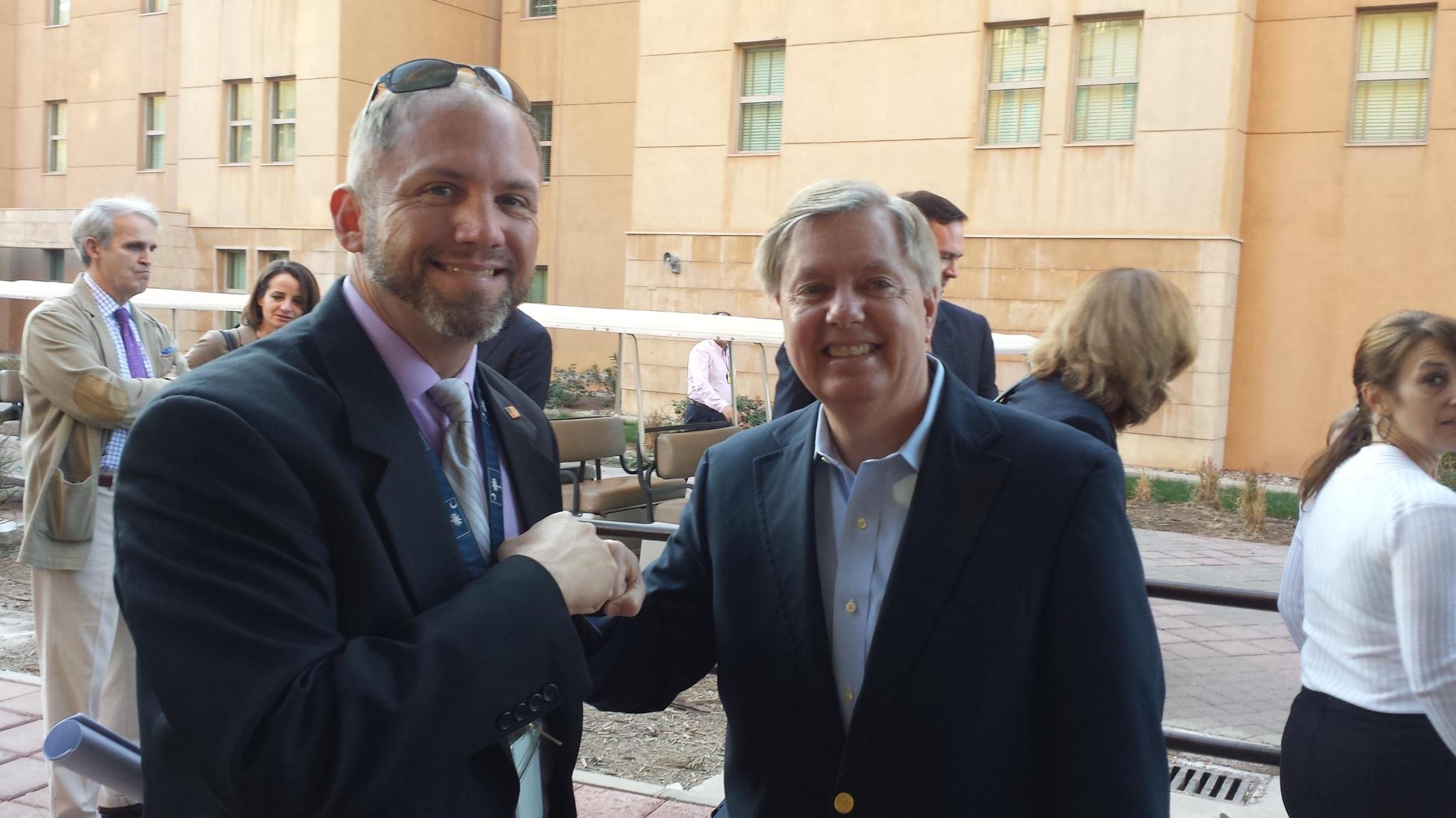 Luke with a distinguished guest